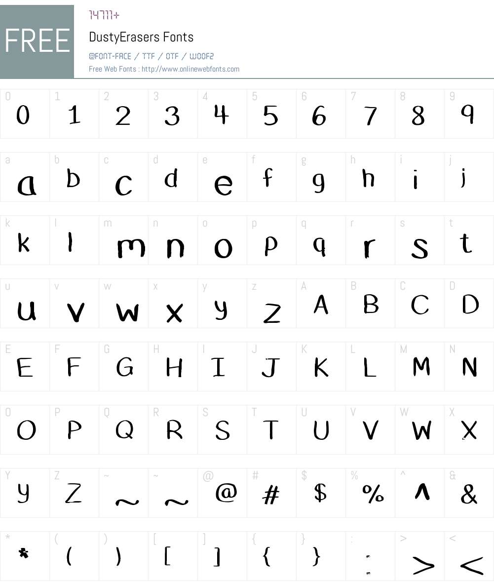DustyErasers Font Screenshots