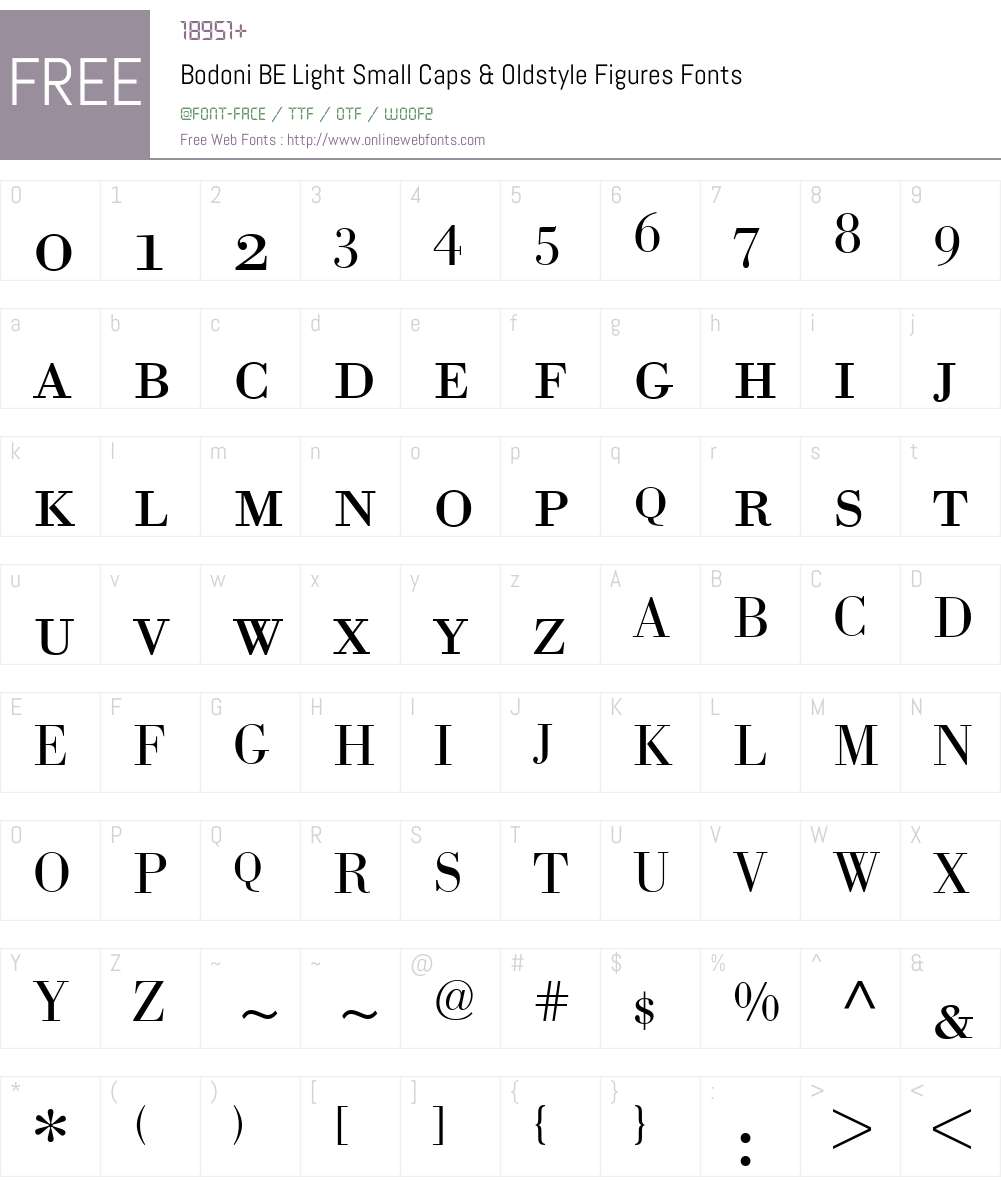 Bodoni BE Font Screenshots