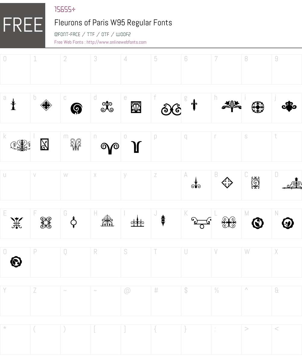 FleuronsofParisW95-Regular Font Screenshots