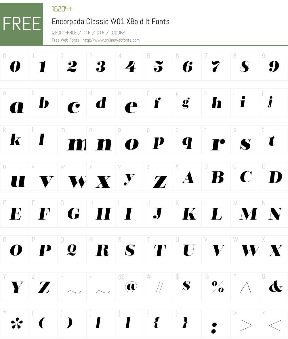 EncorpadaClassicW01-XBoldIt Font Screenshots