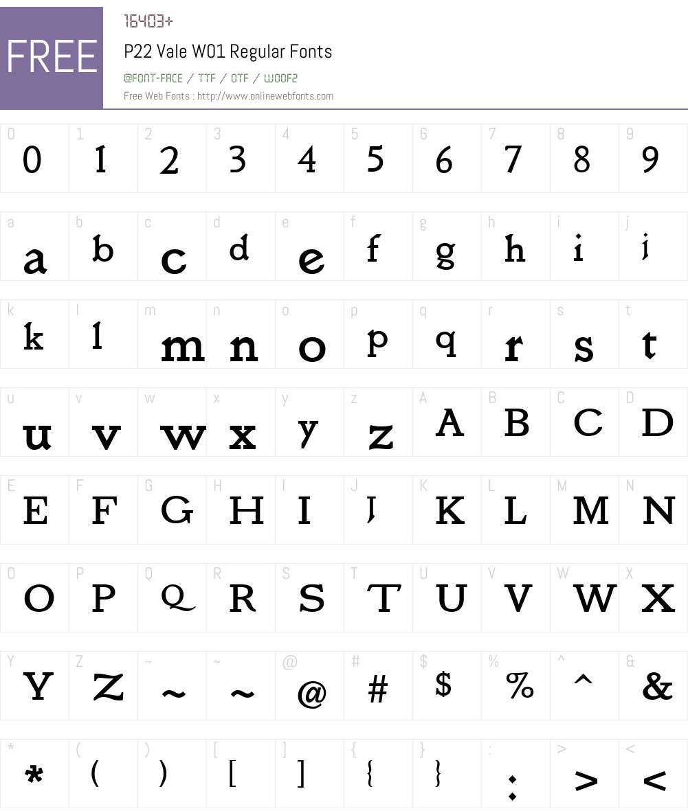 P22ValeW01-Regular Font Screenshots