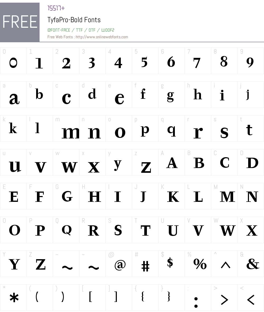 Tyfa Pro Font Screenshots