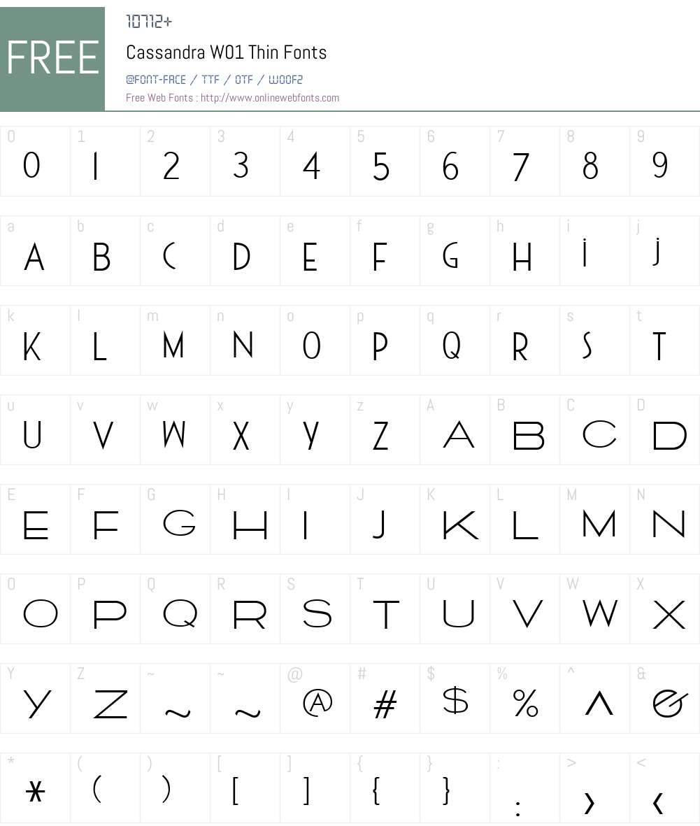 CassandraW01-Thin Font Screenshots