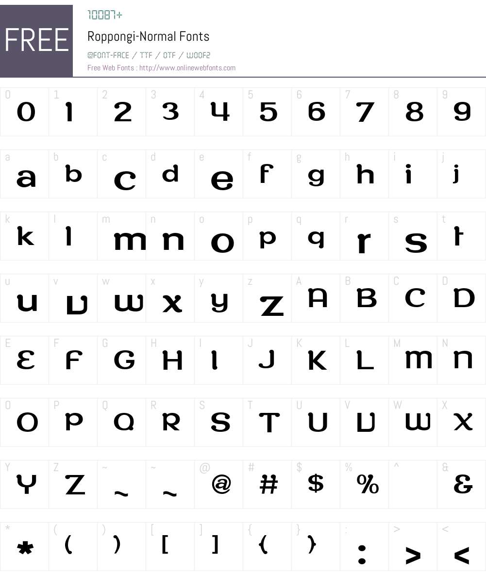 Roppongi Font Screenshots