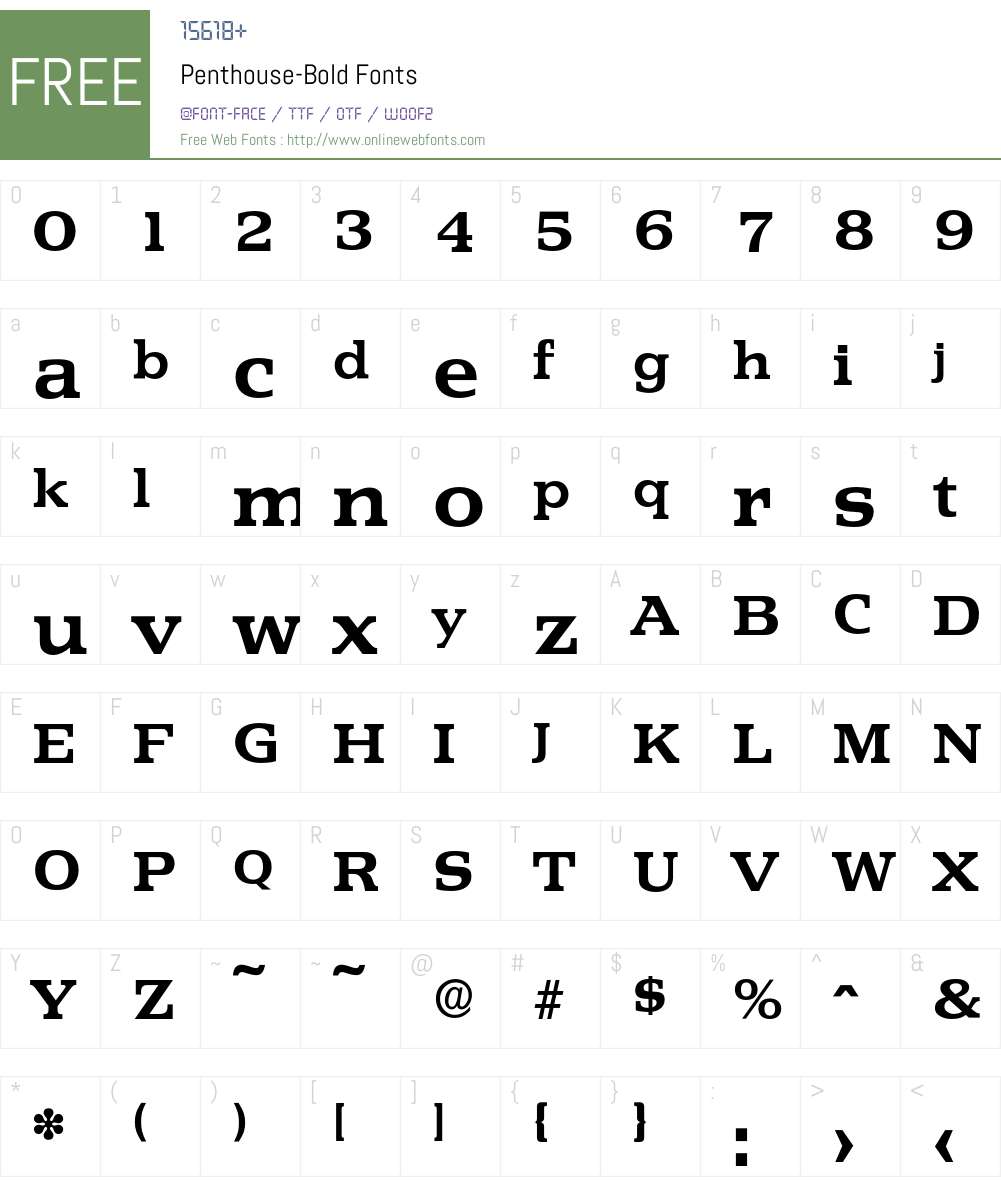Penthouse-Bold Font Screenshots