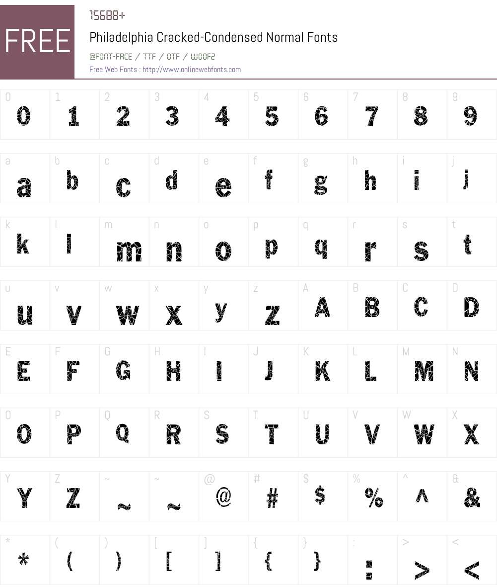 Philadelphia Cracked-Condensed Font Screenshots