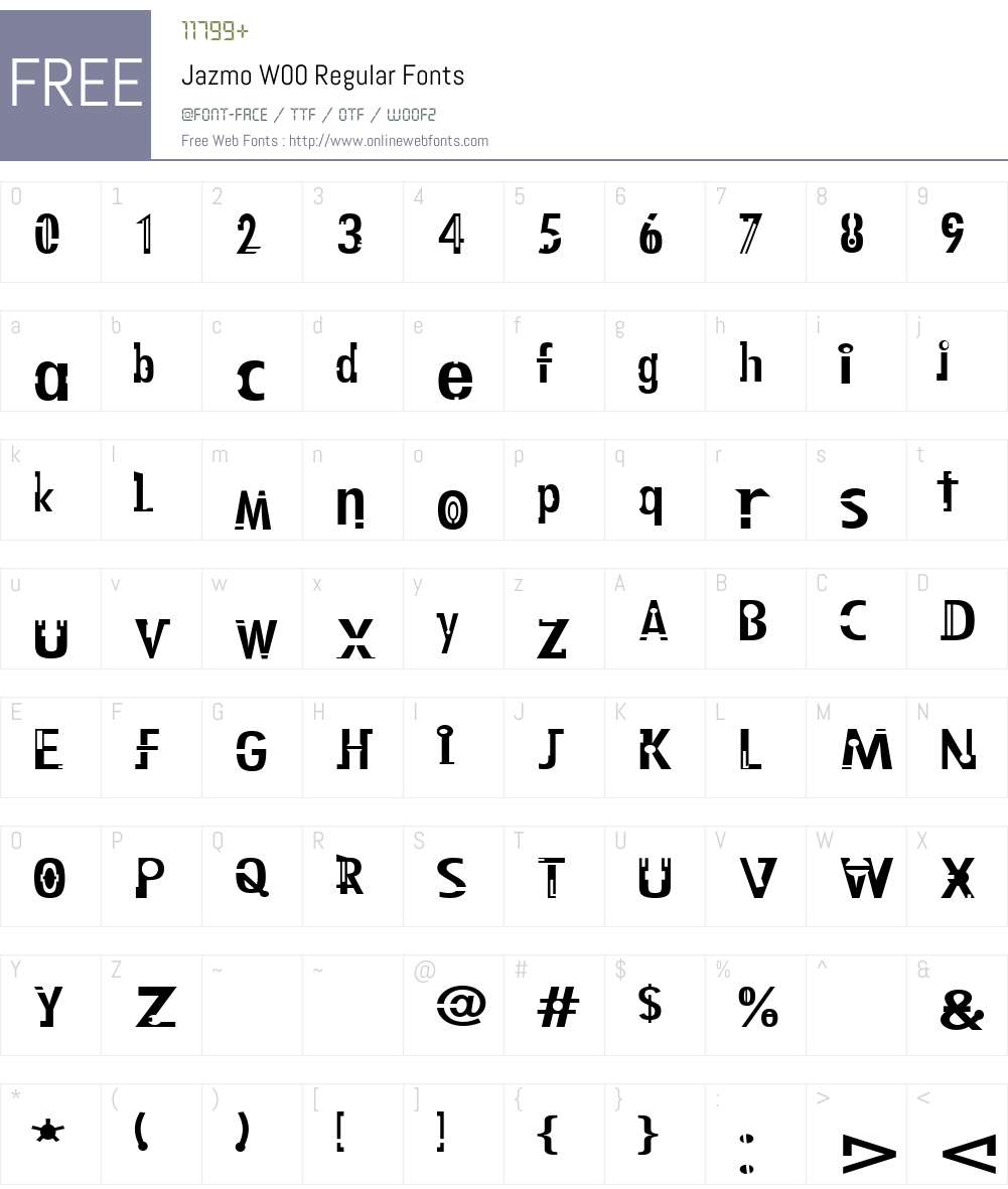 JazmoW00-Regular Font Screenshots