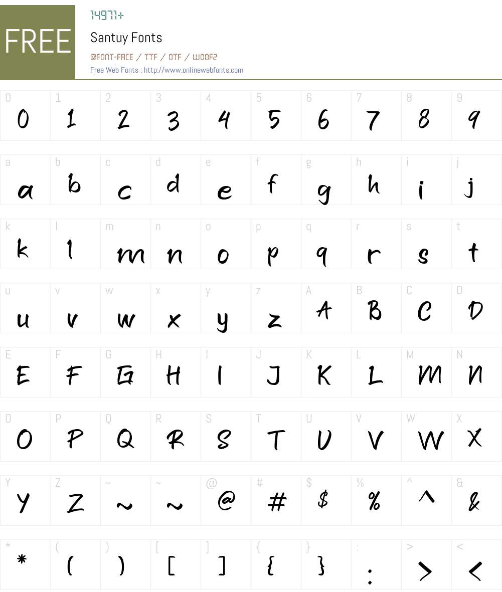 Santuy Font Screenshots