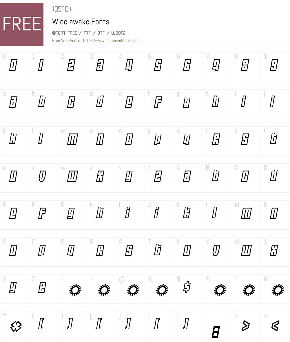 Wide awake Font Screenshots