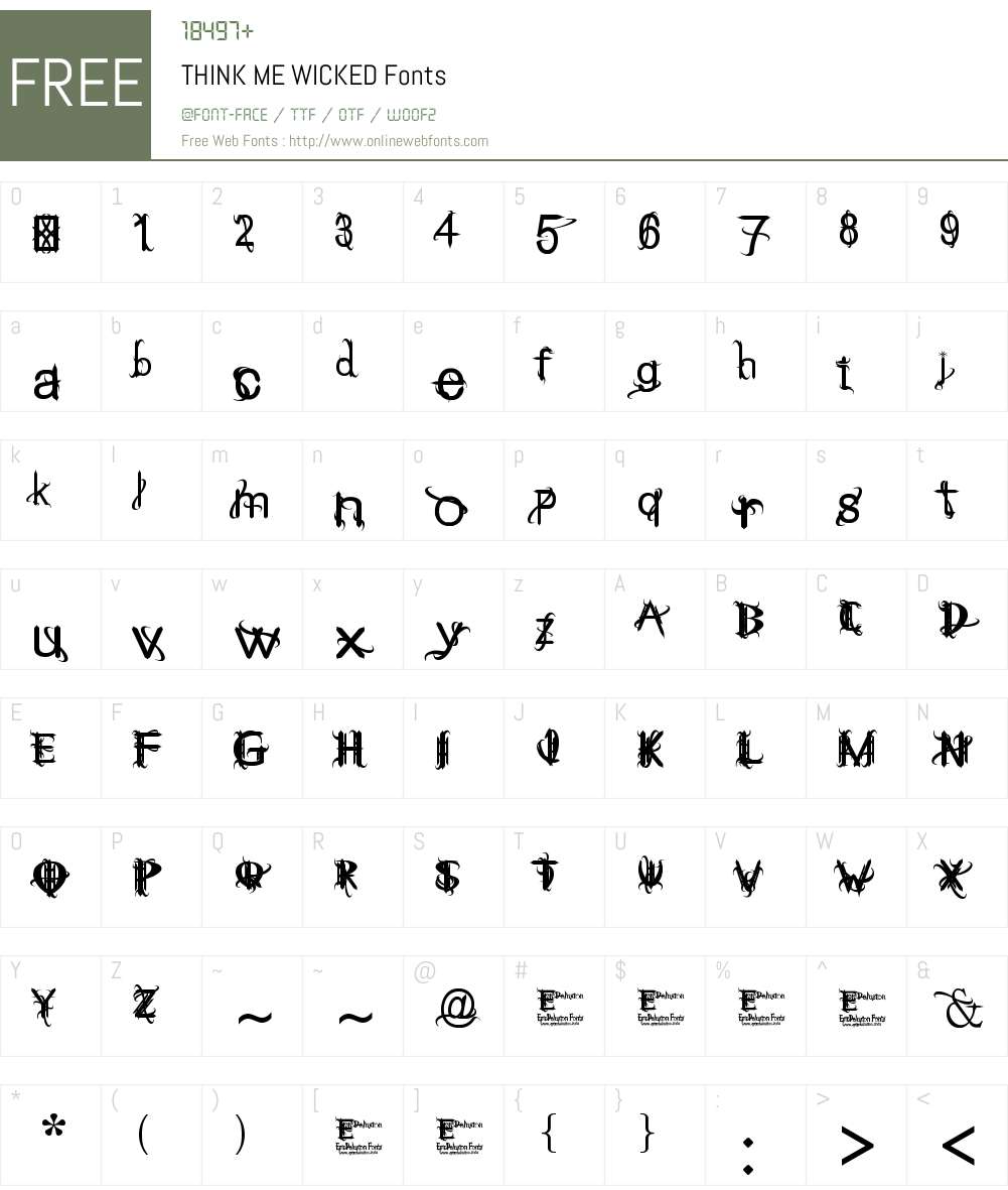 THINK ME WICKED Font Screenshots