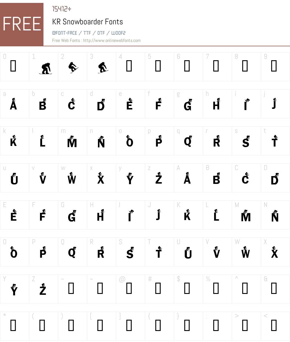 KR Snowboarder Font Screenshots