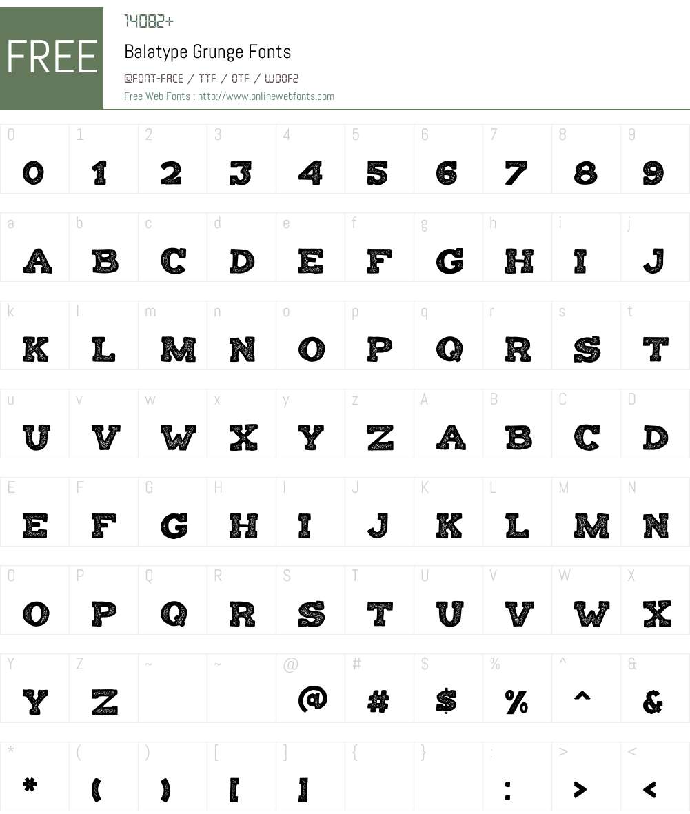 Balatype Grunge Font Screenshots