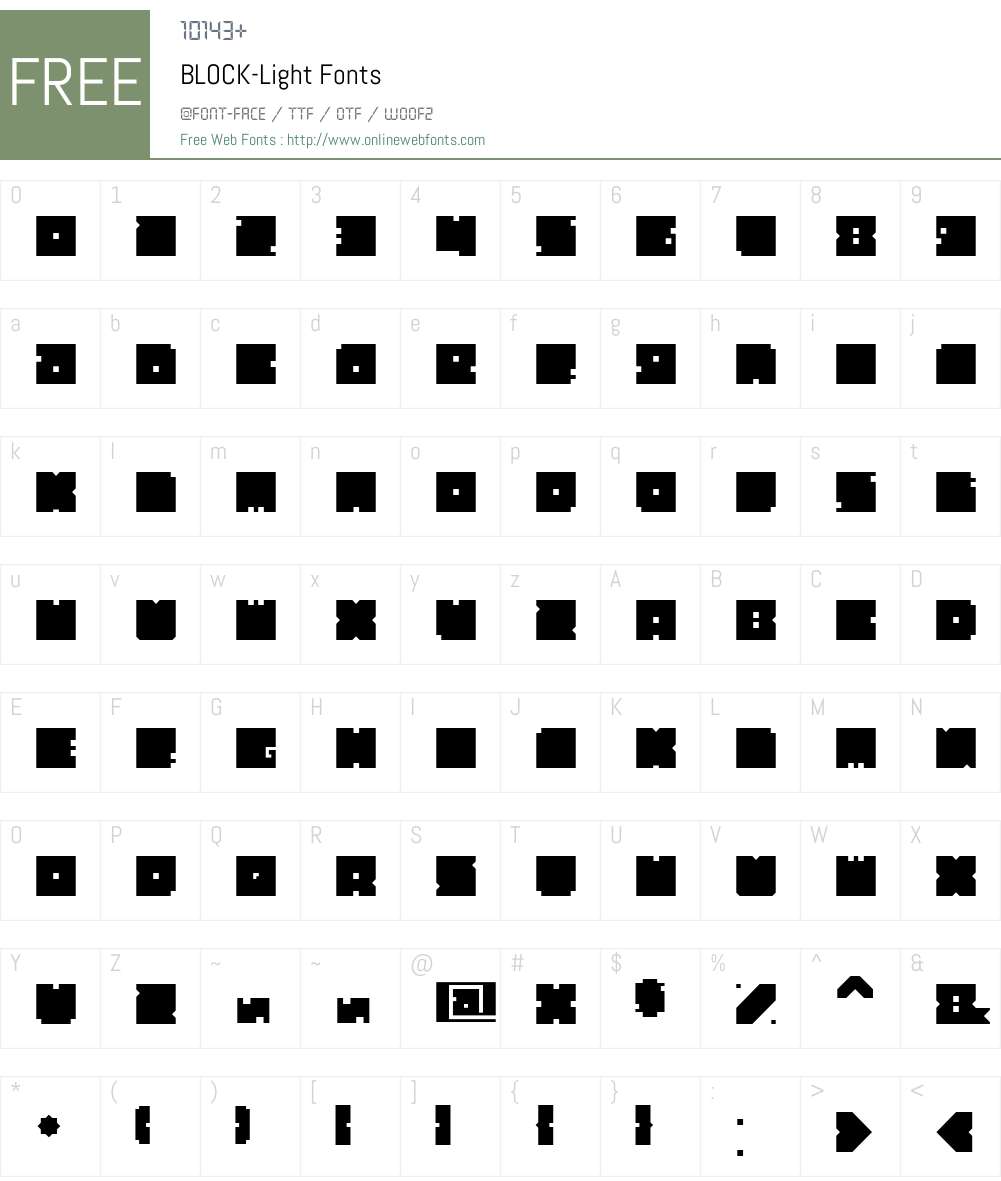 BLOCK-Light Font Screenshots