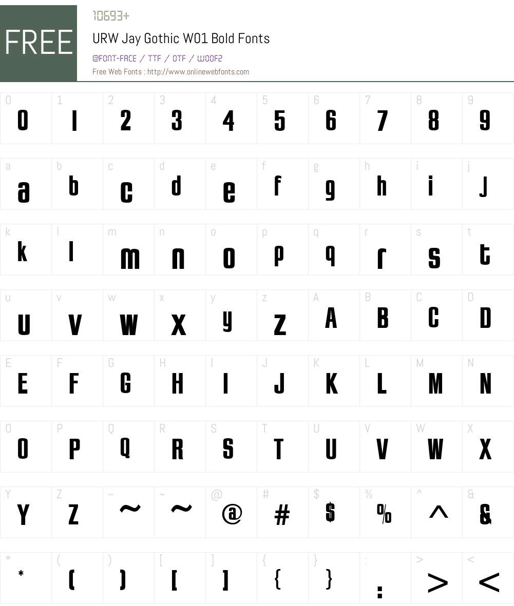 URWJayGothicW01-Bold Font Screenshots