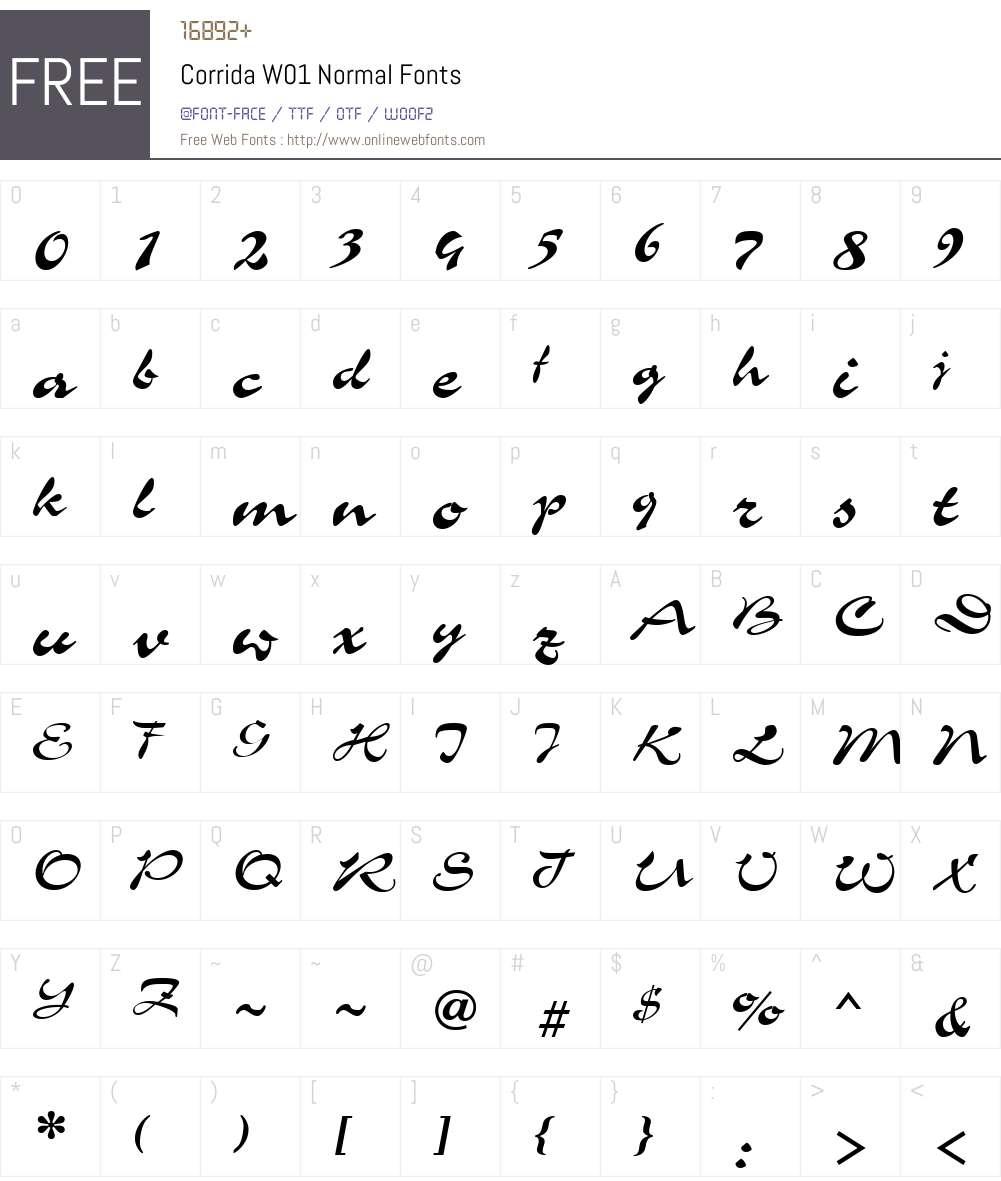 CorridaW01-Normal Font Screenshots