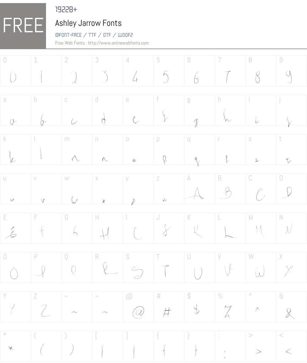 Ashley Jarrow Font Screenshots