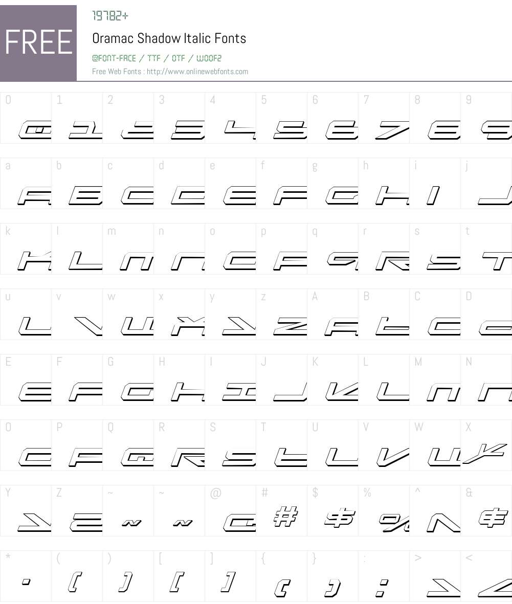 Oramac Shadow Italic Font Screenshots