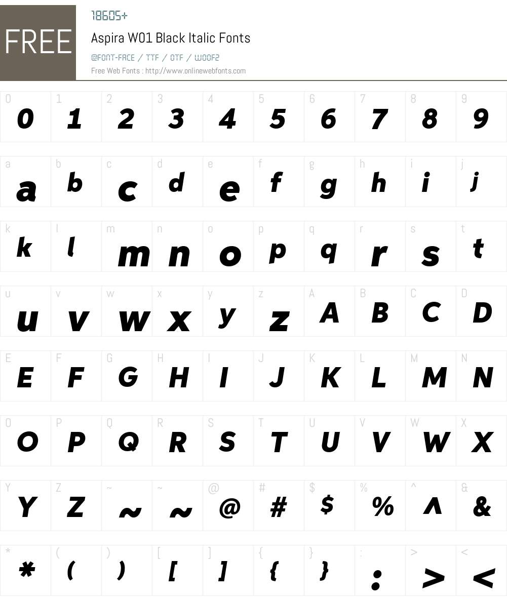 AspiraW01-BlackItalic Font Screenshots