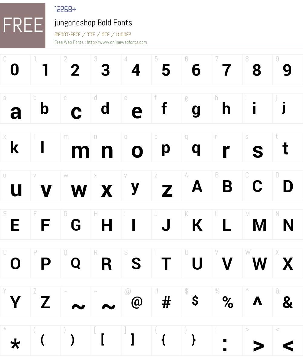 jungoneshop Font Screenshots