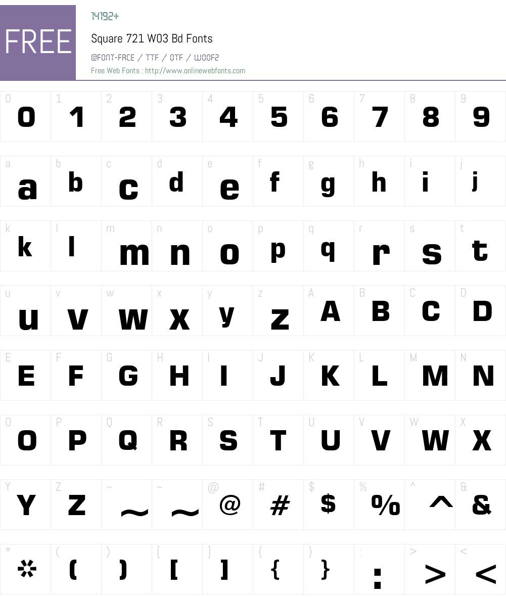 Square 721 Font Screenshots