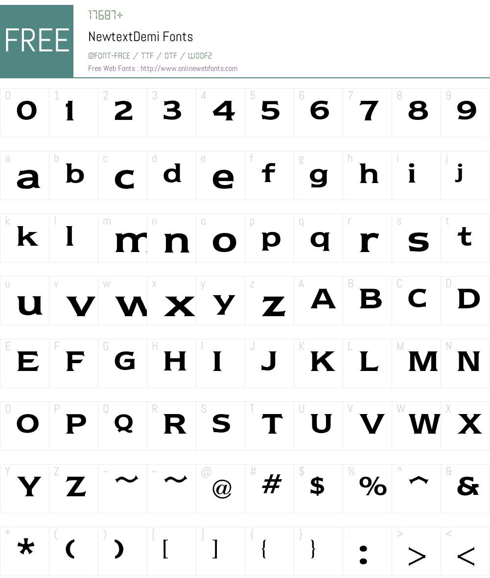 Newtext Font Screenshots