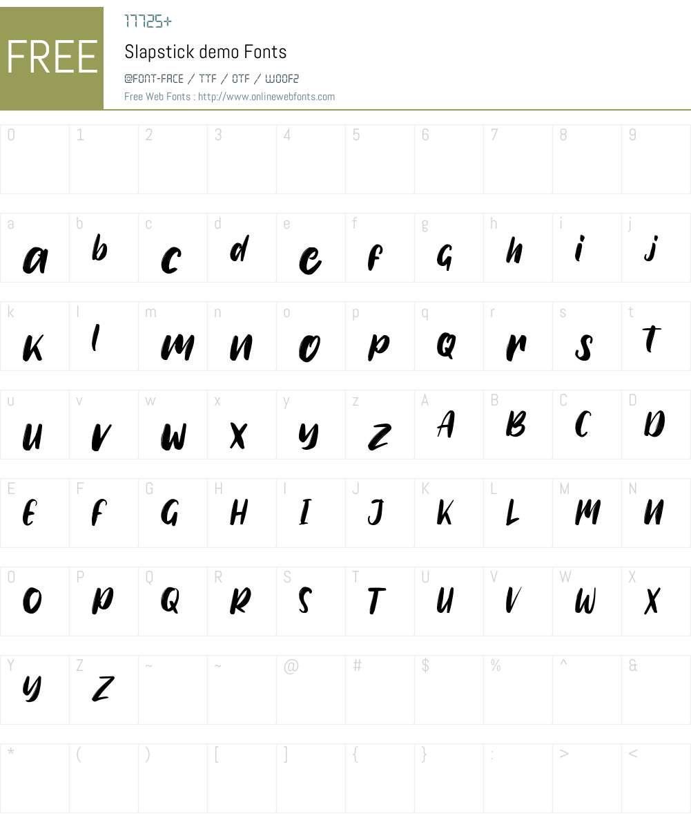 Slapstick demo Font Screenshots