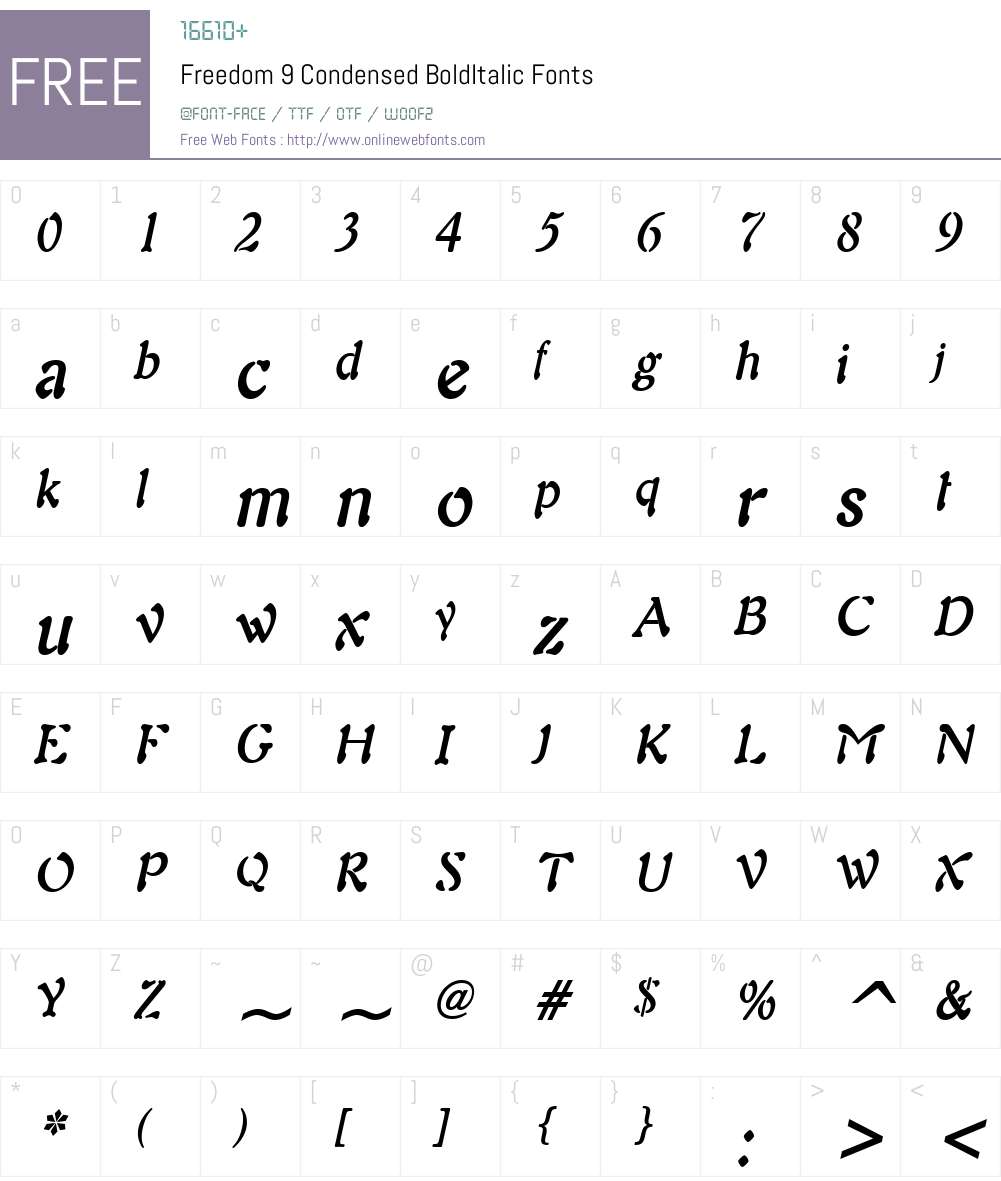 Freedom 9 Condensed Font Screenshots