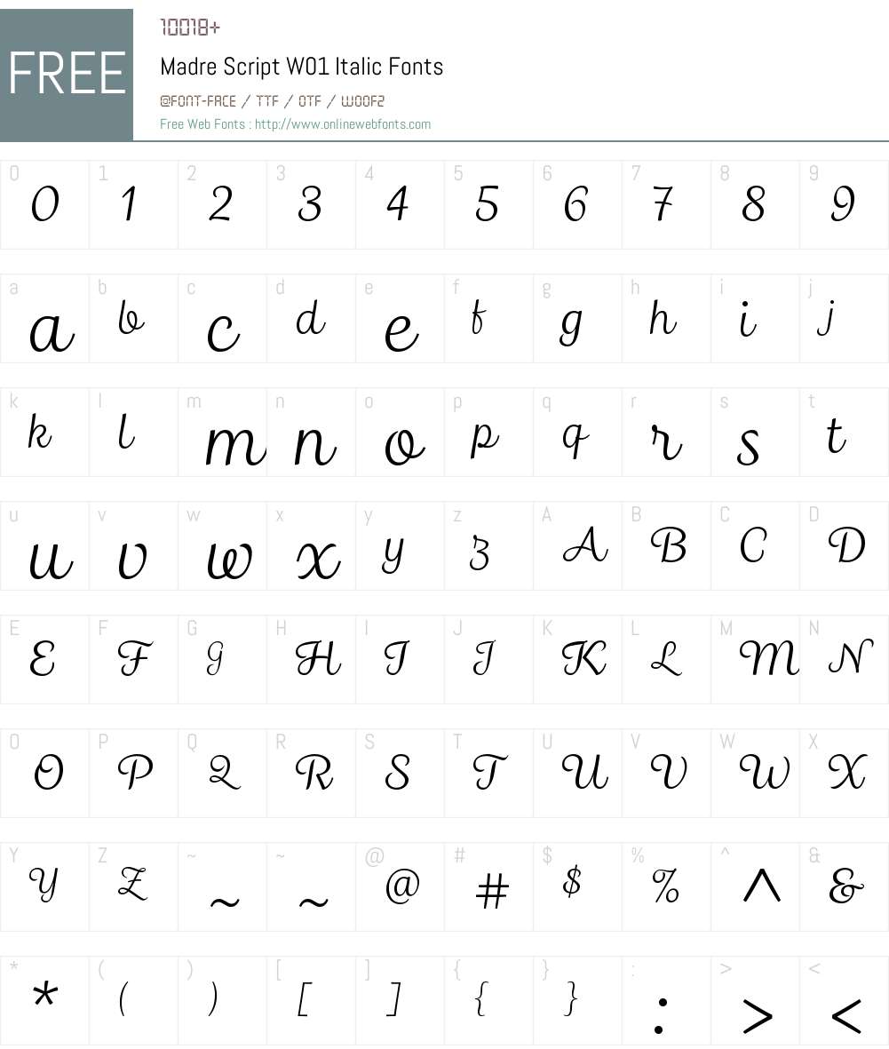 MadreScriptW01-Italic Font Screenshots