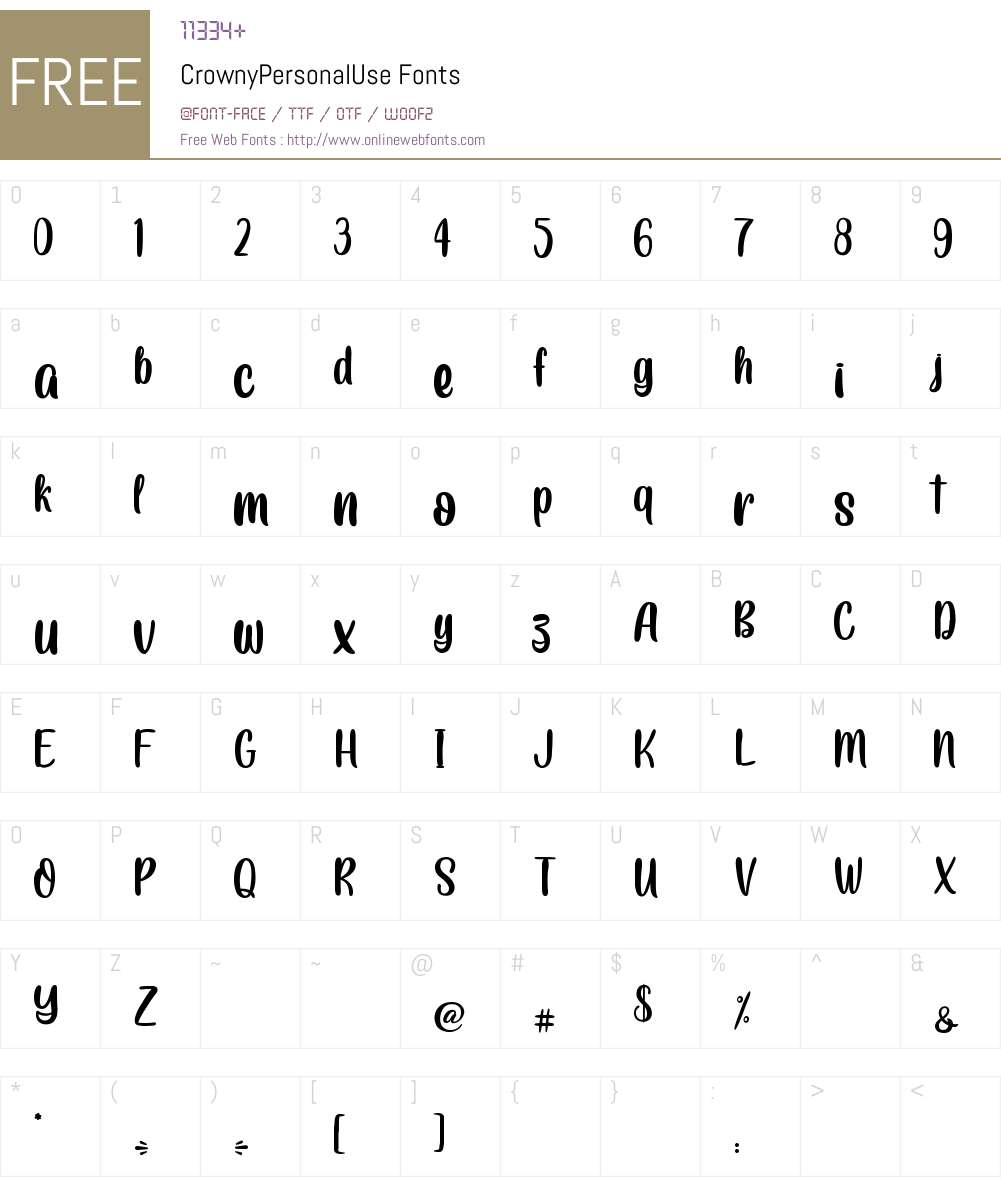 Crowny - Personal Use Font Screenshots