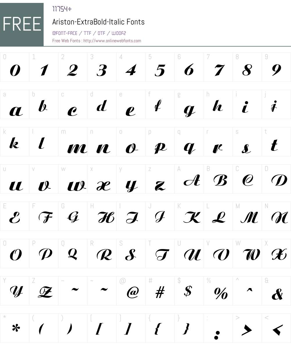 Ariston-ExtraBold-Italic Font Screenshots