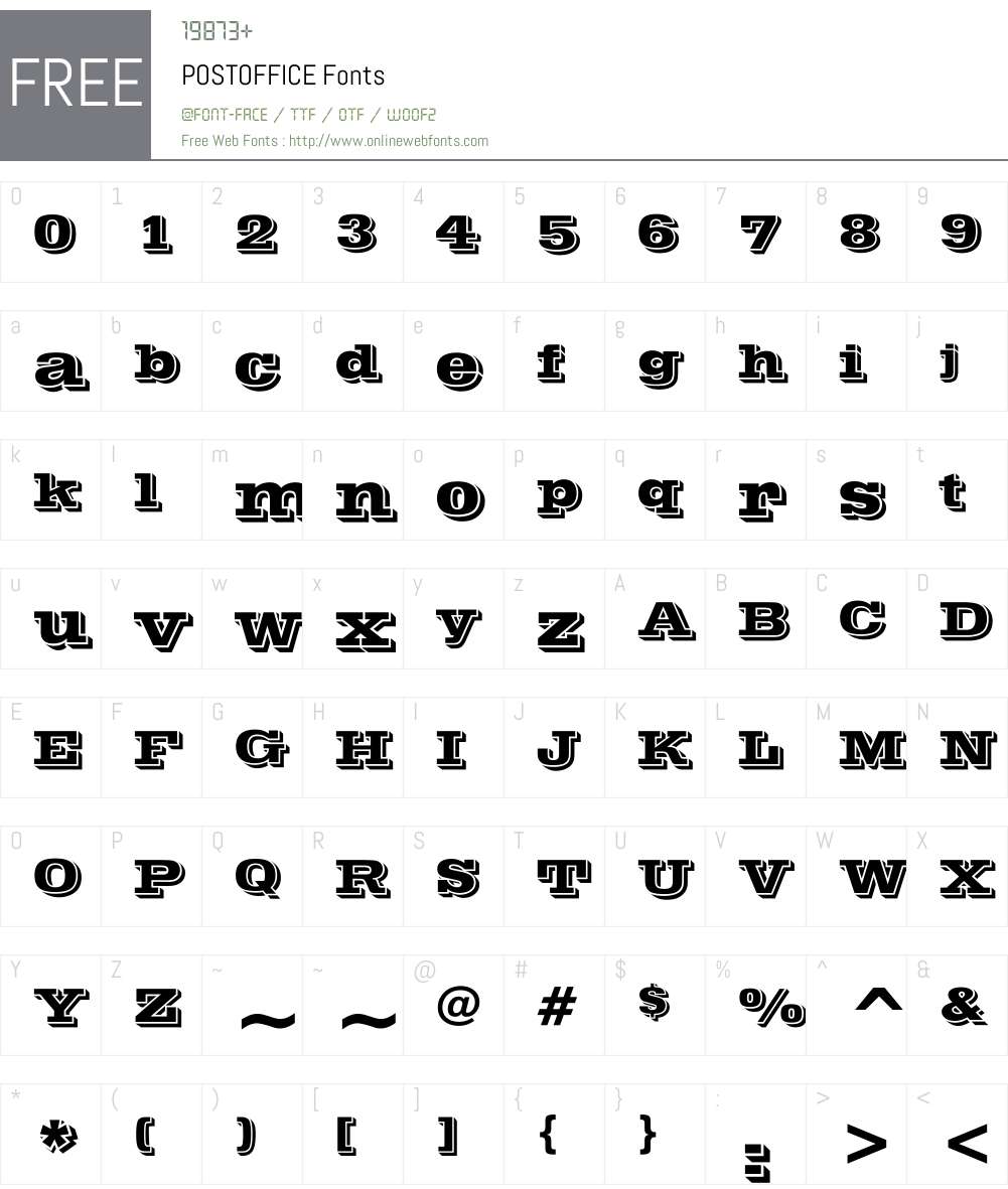 POSTOFFICE Font Screenshots