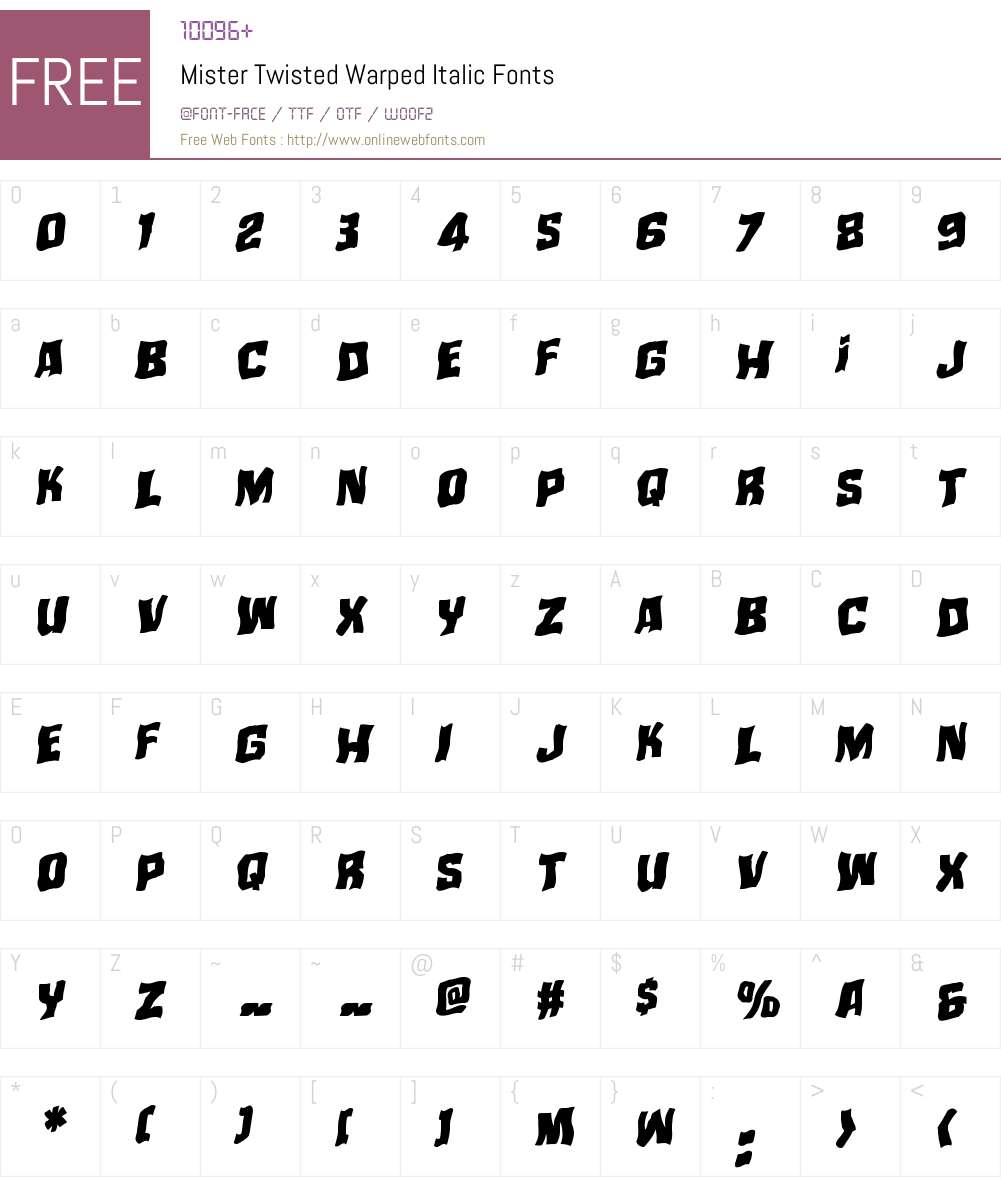 Mister Twisted Warped Italic Font Screenshots