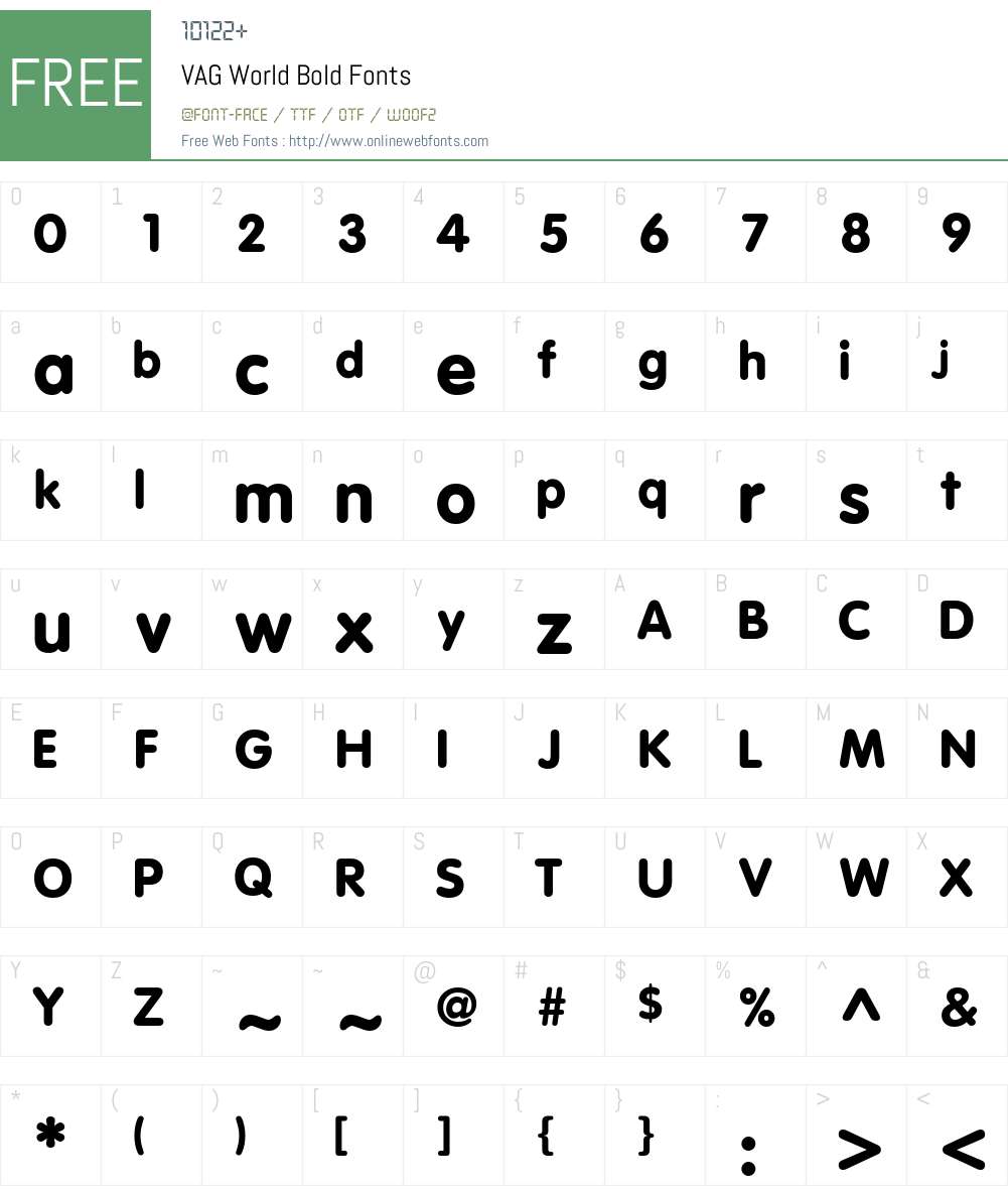 VAG World Font Screenshots