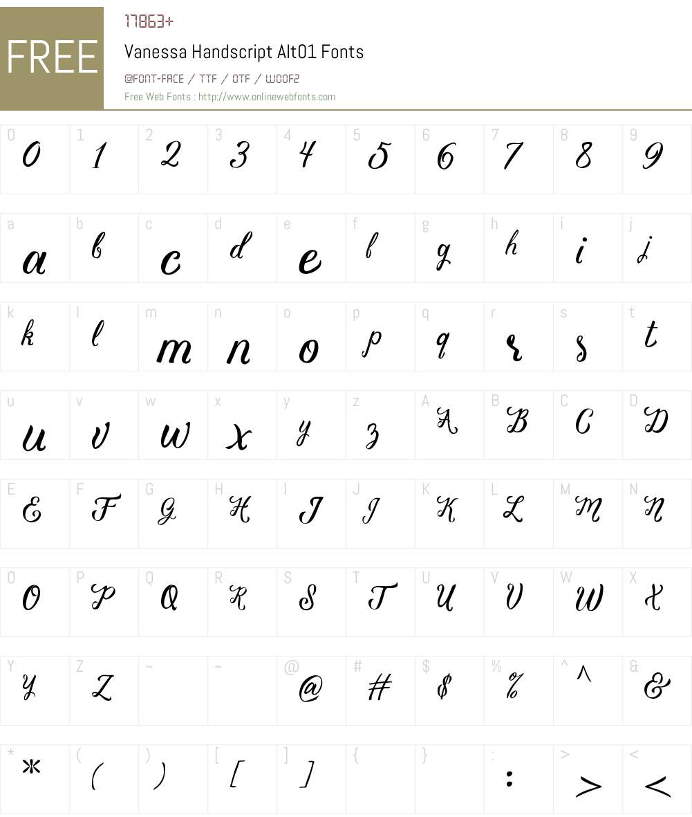 Vanessa Handscript Alt01 Font Screenshots