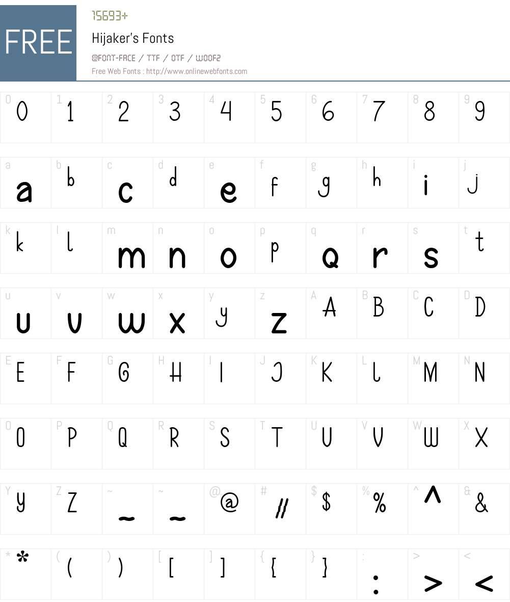 Hijaker's Font Screenshots