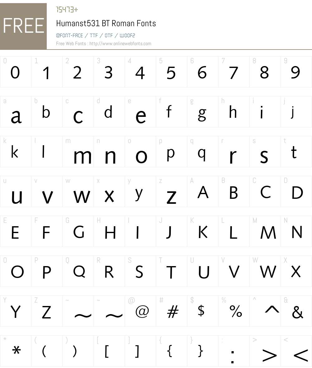Humanst531 BT Font Screenshots