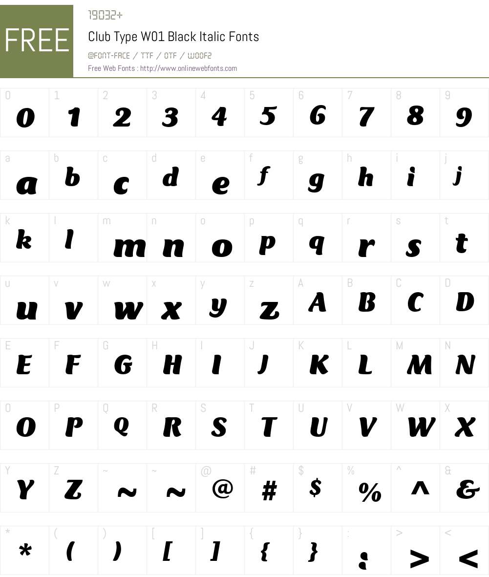 ClubTypeW01-BlackItalic Font Screenshots