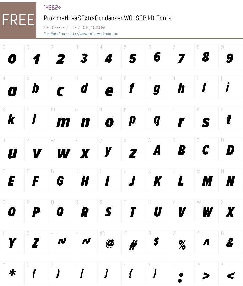 ProximaNovaSExtraCondensedW01SC-BlkIt Font Screenshots
