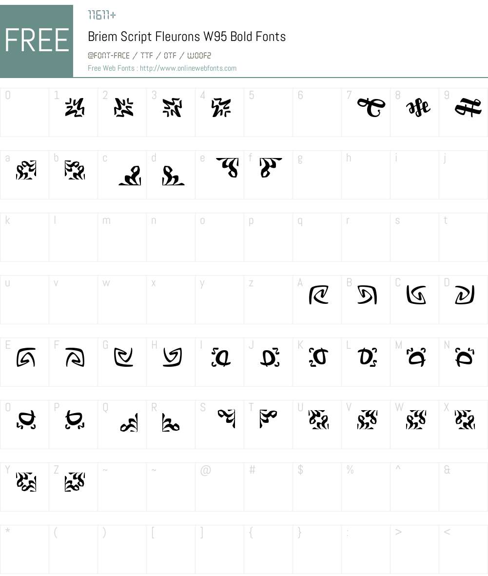 BriemScriptFleuronsW95-Bold Font Screenshots