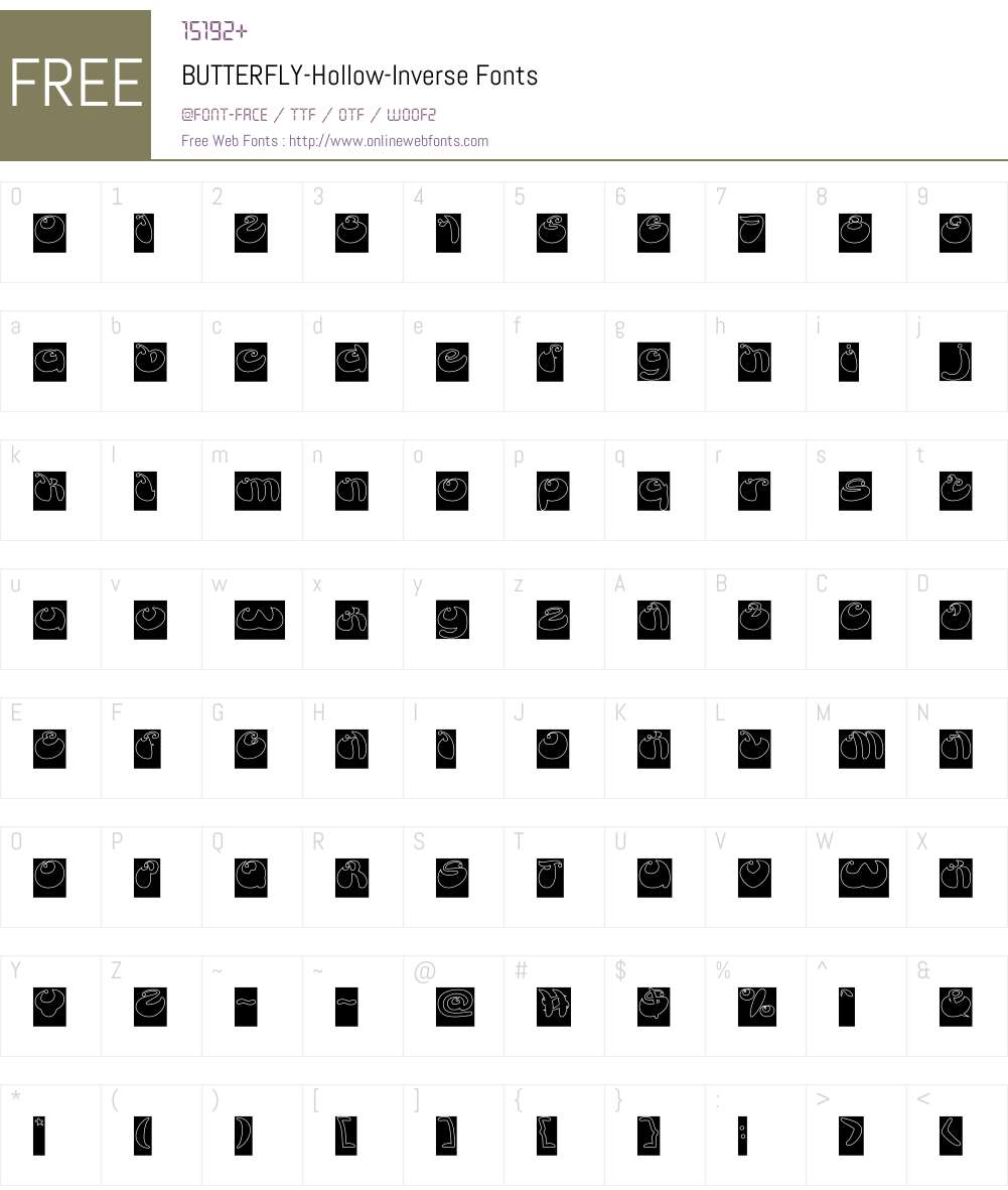 BUTTERFLY-Hollow-Inverse Font Screenshots