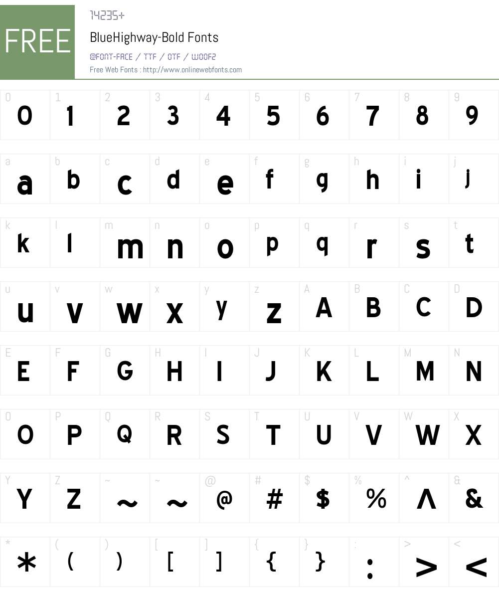 Blue Highway Font Screenshots