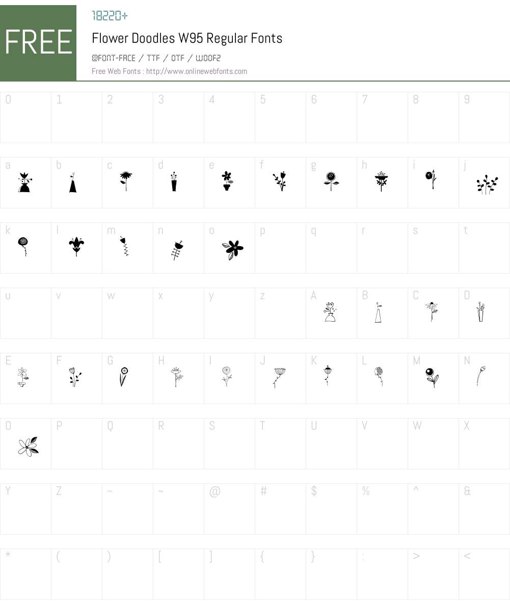 FlowerDoodlesW95-Regular Font Screenshots