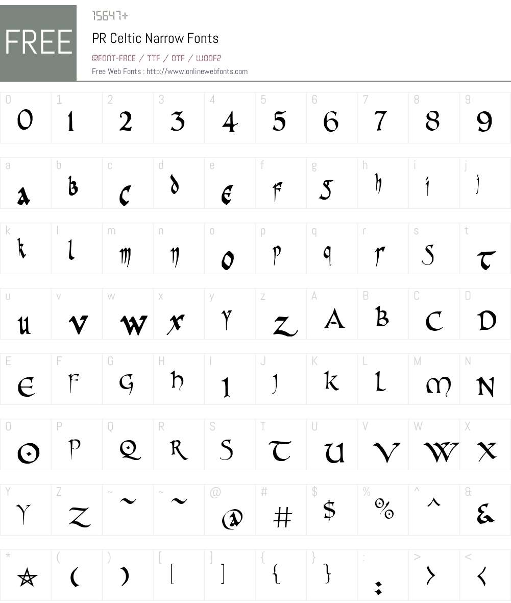 PR Celtic Narrow Font Screenshots