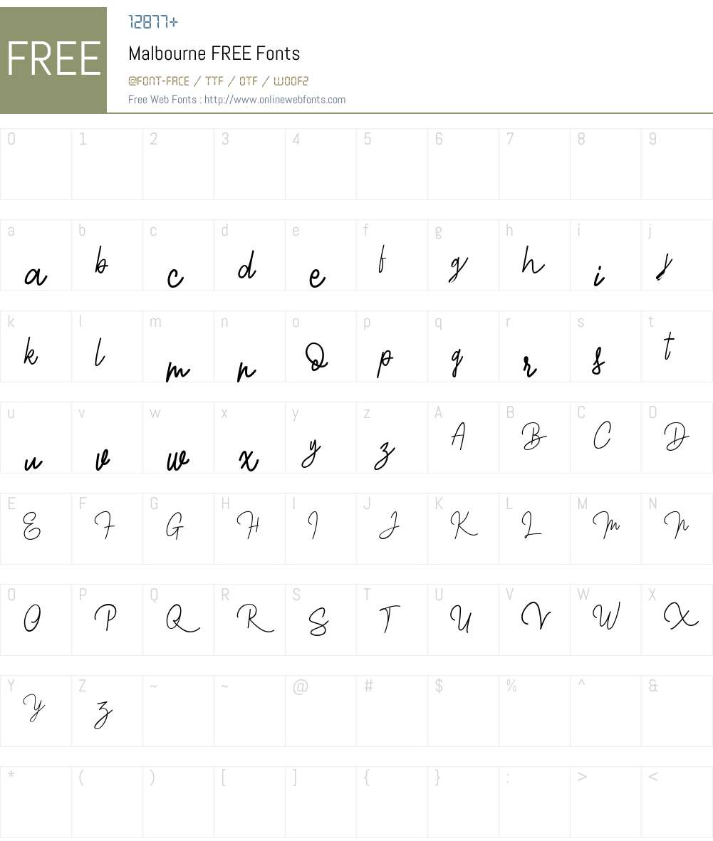 Malbourne FREE Font Screenshots