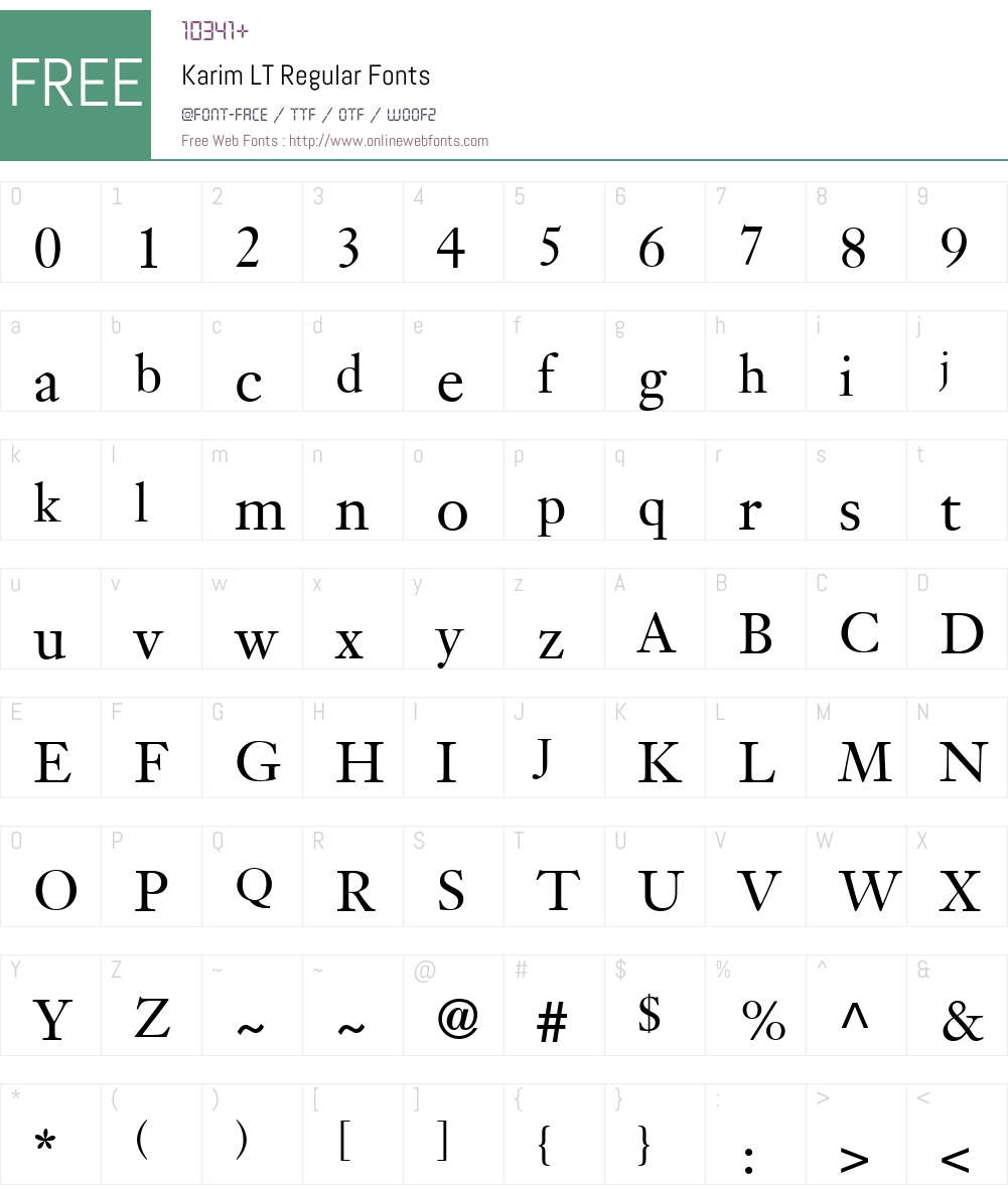 KarimLTRegular Font Screenshots