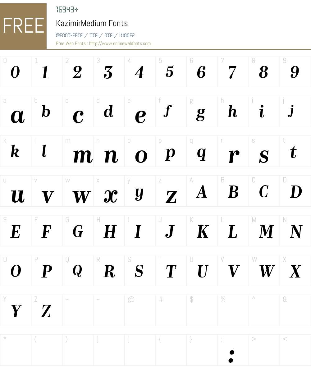 Kazimir Medium Font Screenshots