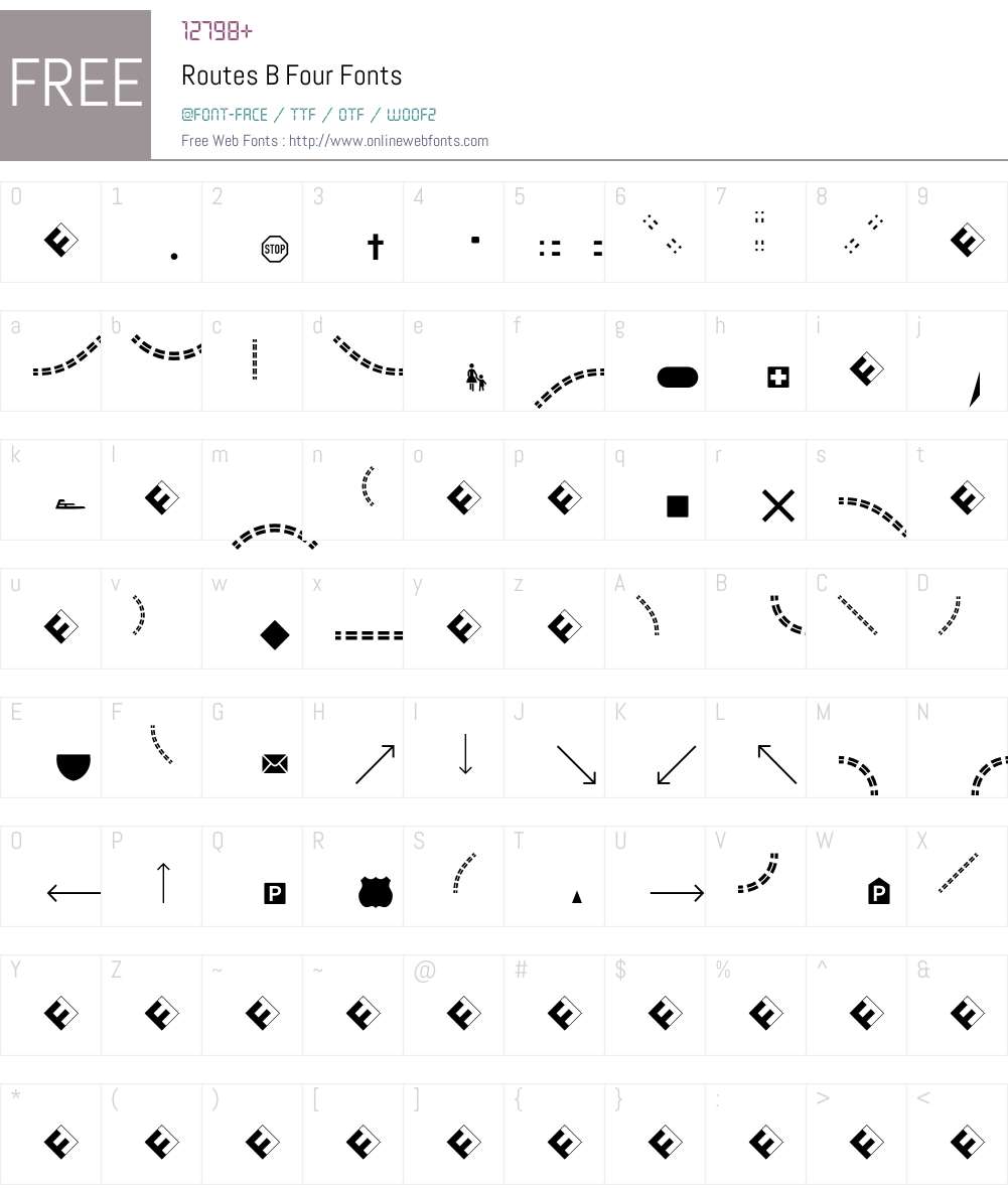 Routes B Font Screenshots