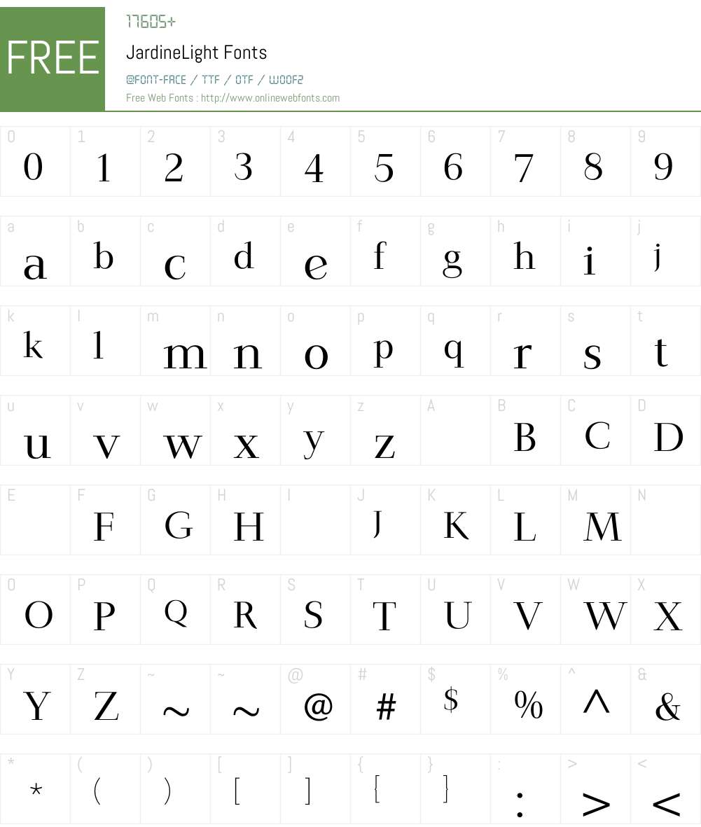 JardineLight Font Screenshots
