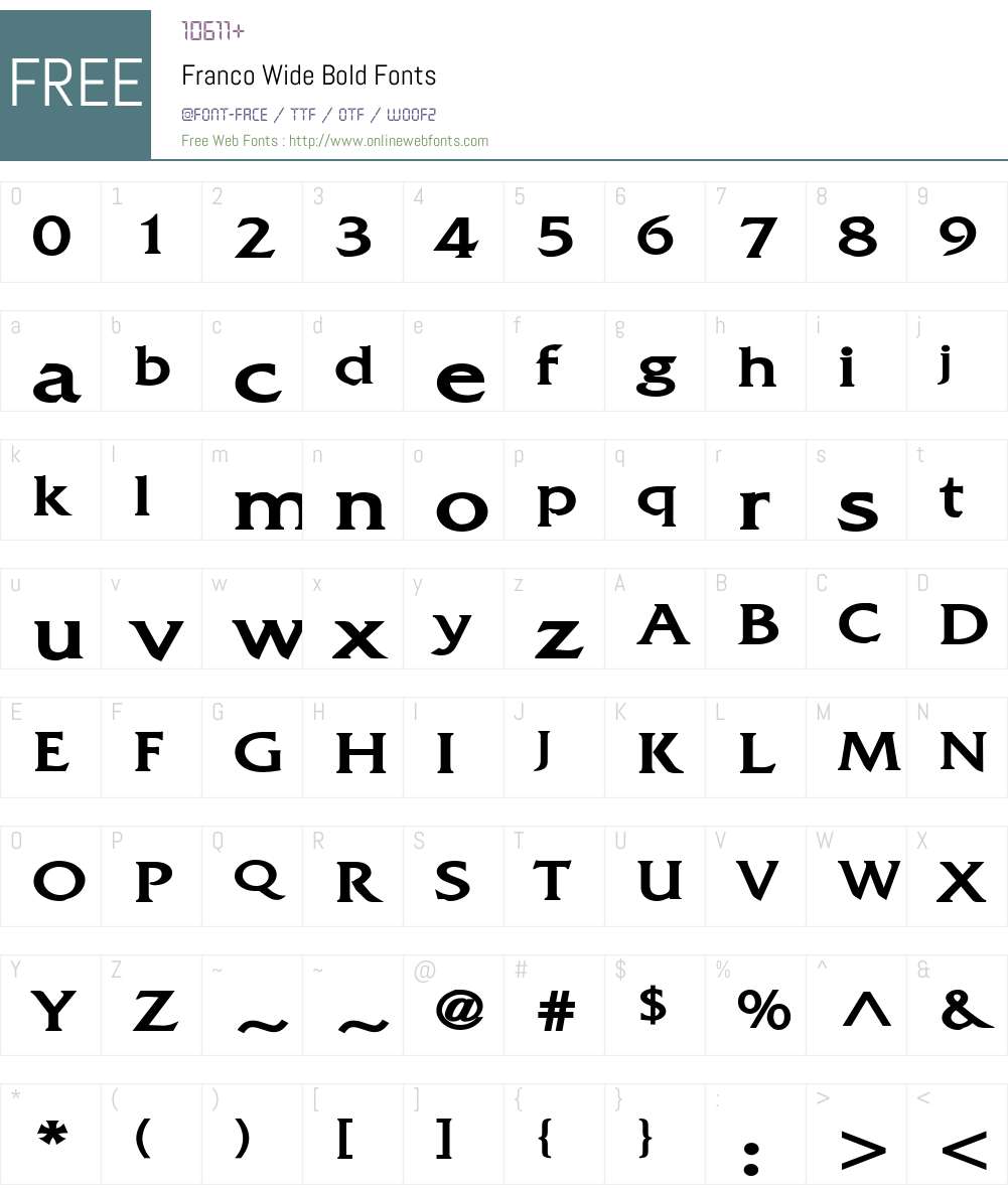 Franco Wide Font Screenshots