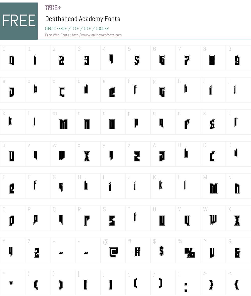 Deathshead Academy Font Screenshots
